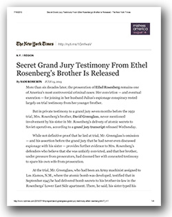 Secret Grand Jury Testimony From Ethel Rosenberg’s Brother Is Released