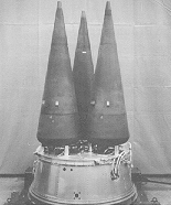 Exposed MIRV warheads from a Minuteman III missile (Los Alamos National Laboratory)