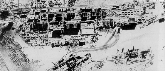 Aerial reconnaissance photograph of Severodvinsk Shipyard, the largest construction facility in the Soviet Union, taken by a KH4-B spy satellite on February 10, 1969.