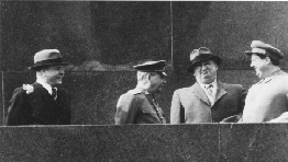 Molotov, Stalin, Beria, and Malenkov at Lenin's Mausoleum, May 1, 1949 (Russian State Archive)